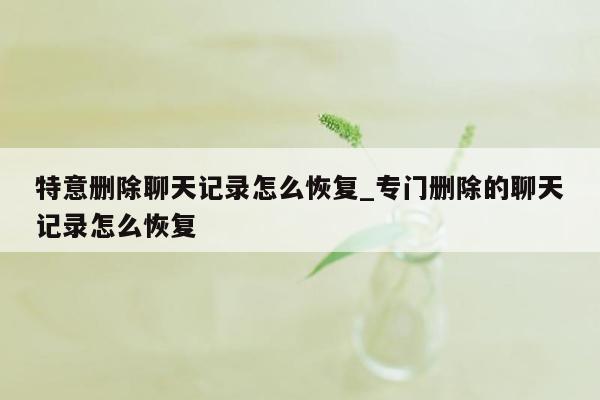 特意删除聊天记录怎么恢复_专门删除的聊天记录怎么恢复