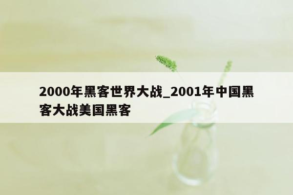 2000年黑客世界大战_2001年中国黑客大战美国黑客