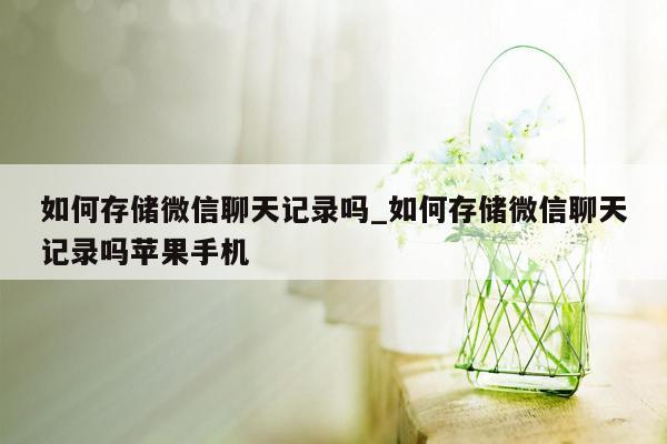 如何存储微信聊天记录吗_如何存储微信聊天记录吗苹果手机