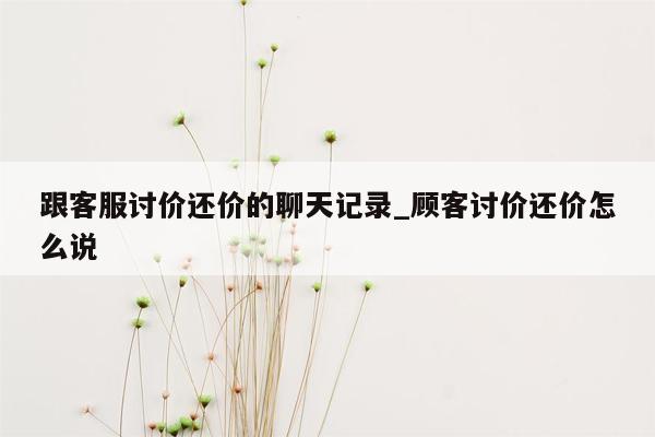 跟客服讨价还价的聊天记录_顾客讨价还价怎么说