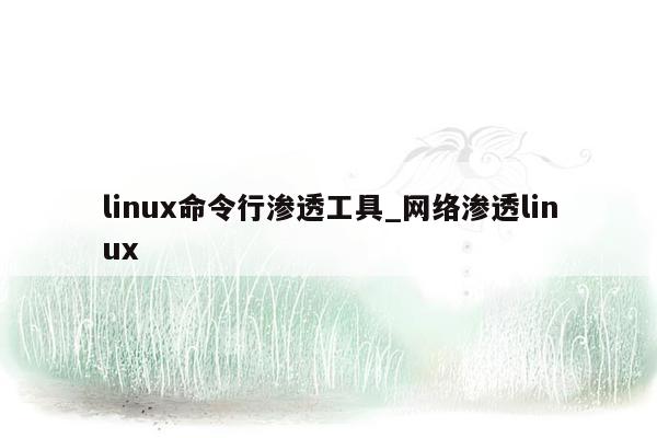 linux命令行渗透工具_网络渗透linux