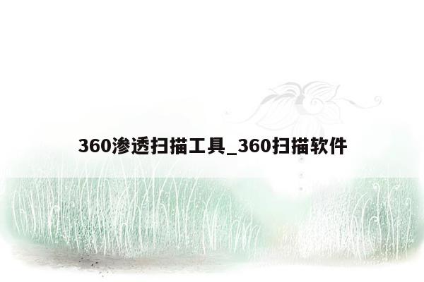 360渗透扫描工具_360扫描软件