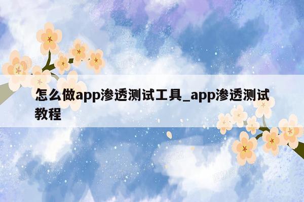 怎么做app渗透测试工具_app渗透测试教程