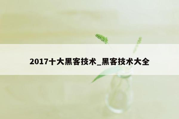 2017十大黑客技术_黑客技术大全