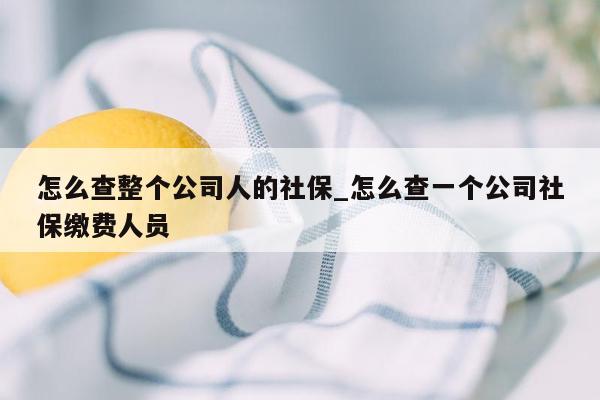 怎么查整个公司人的社保_怎么查一个公司社保缴费人员