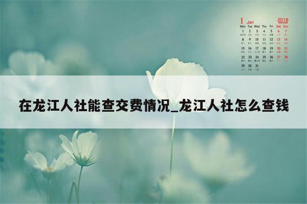 在龙江人社能查交费情况_龙江人社怎么查钱