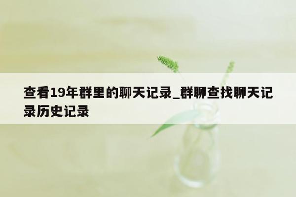 查看19年群里的聊天记录_群聊查找聊天记录历史记录