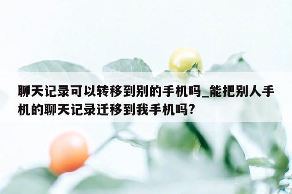 聊天记录可以转移到别的手机吗_能把别人手机的聊天记录迁移到我手机吗?