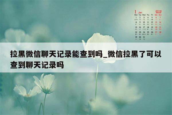 拉黑微信聊天记录能查到吗_微信拉黑了可以查到聊天记录吗