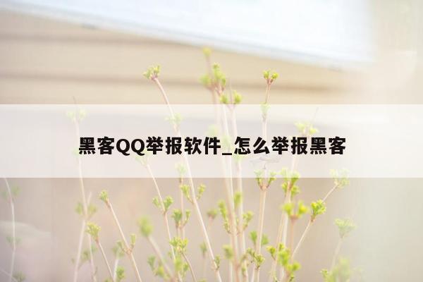 黑客QQ举报软件_怎么举报黑客