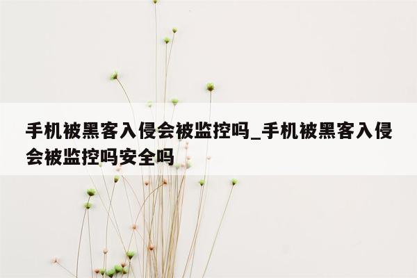 手机被黑客入侵会被监控吗_手机被黑客入侵会被监控吗安全吗