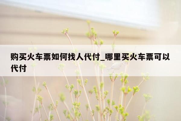 购买火车票如何找人代付_哪里买火车票可以代付