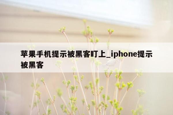 苹果手机提示被黑客盯上_iphone提示被黑客