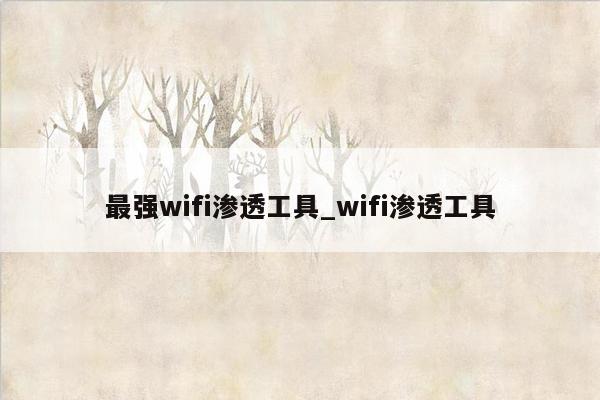 最强wifi渗透工具_wifi渗透工具