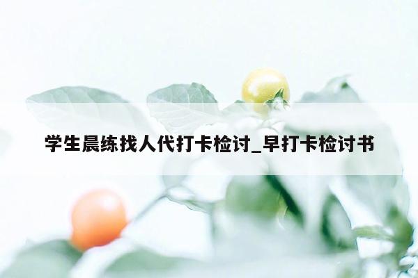 学生晨练找人代打卡检讨_早打卡检讨书