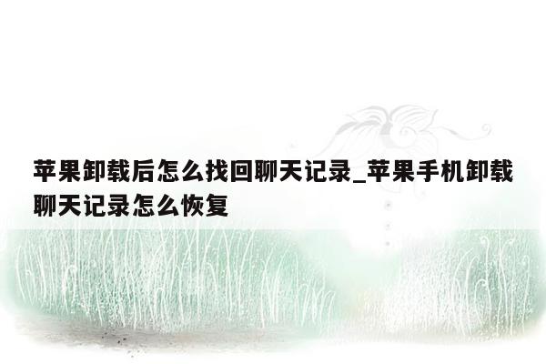 苹果卸载后怎么找回聊天记录_苹果手机卸载聊天记录怎么恢复