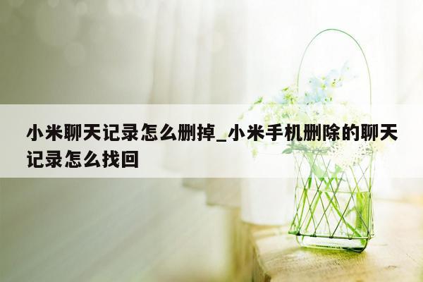 小米聊天记录怎么删掉_小米手机删除的聊天记录怎么找回