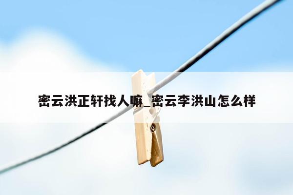 密云洪正轩找人嘛_密云李洪山怎么样