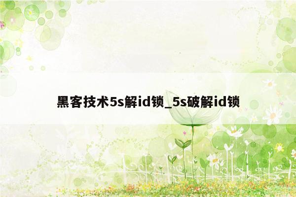 黑客技术5s解id锁_5s破解id锁