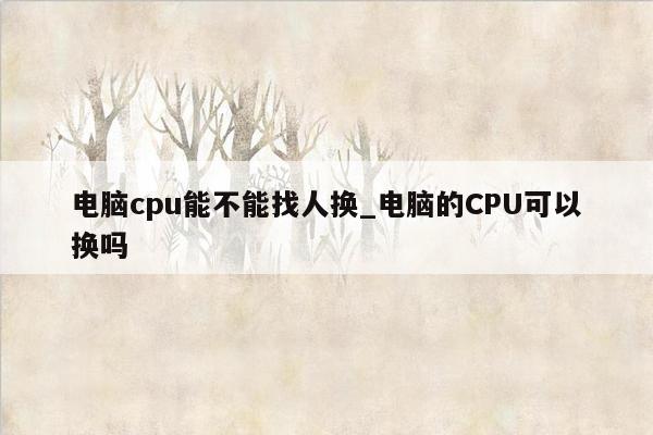 电脑cpu能不能找人换_电脑的CPU可以换吗