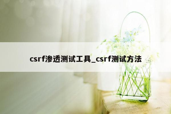 csrf渗透测试工具_csrf测试方法