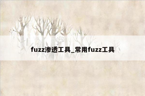 fuzz渗透工具_常用fuzz工具