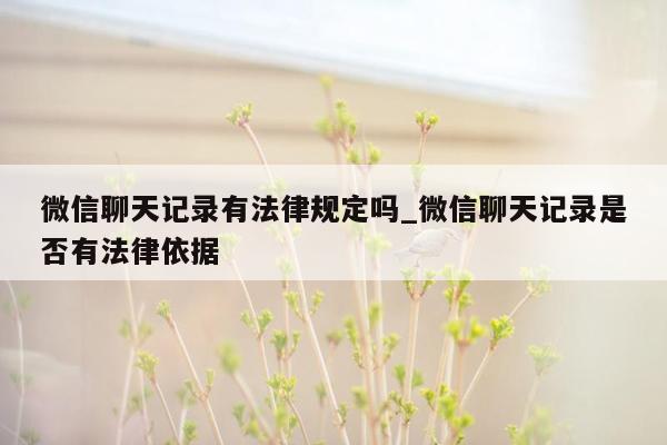 微信聊天记录有法律规定吗_微信聊天记录是否有法律依据