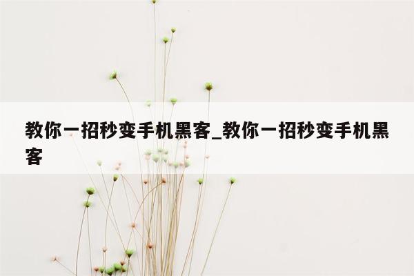 教你一招秒变手机黑客_教你一招秒变手机黑客