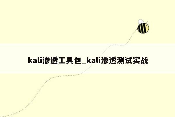 kali渗透工具包_kali渗透测试实战