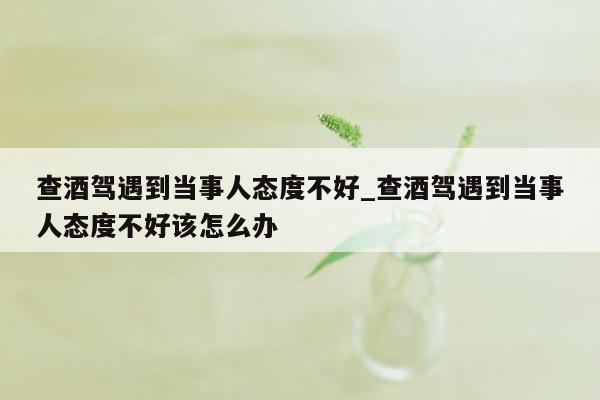 查酒驾遇到当事人态度不好_查酒驾遇到当事人态度不好该怎么办