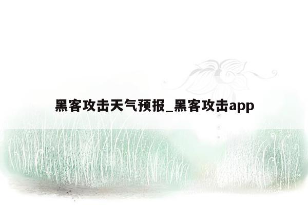 黑客攻击天气预报_黑客攻击app