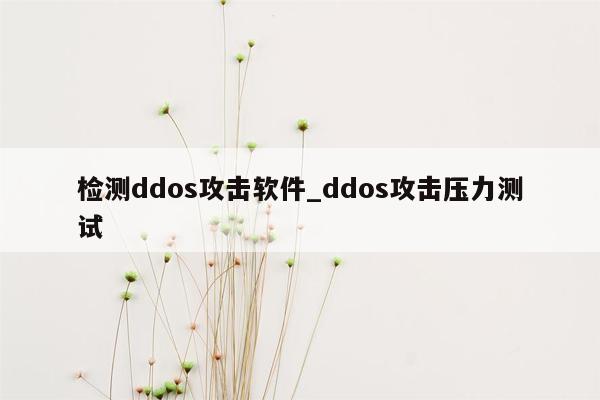 检测ddos攻击软件_ddos攻击压力测试