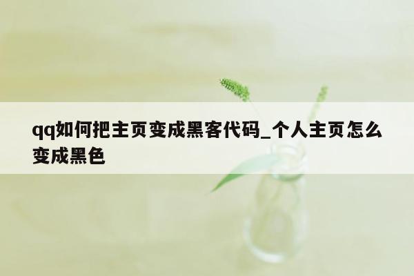 qq如何把主页变成黑客代码_个人主页怎么变成黑色