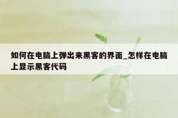 如何在电脑上弹出来黑客的界面_怎样在电脑上显示黑客代码