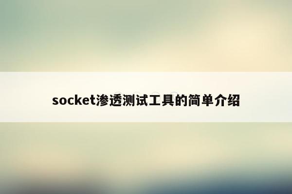 socket渗透测试工具的简单介绍