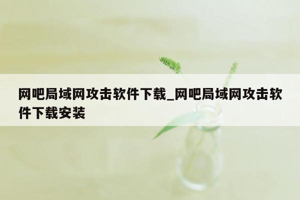 网吧局域网攻击软件下载_网吧局域网攻击软件下载安装