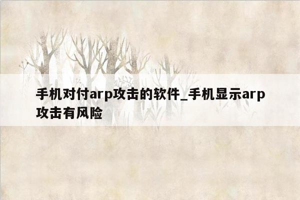 手机对付arp攻击的软件_手机显示arp攻击有风险