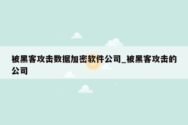 被黑客攻击数据加密软件公司_被黑客攻击的公司