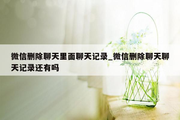 微信删除聊天里面聊天记录_微信删除聊天聊天记录还有吗