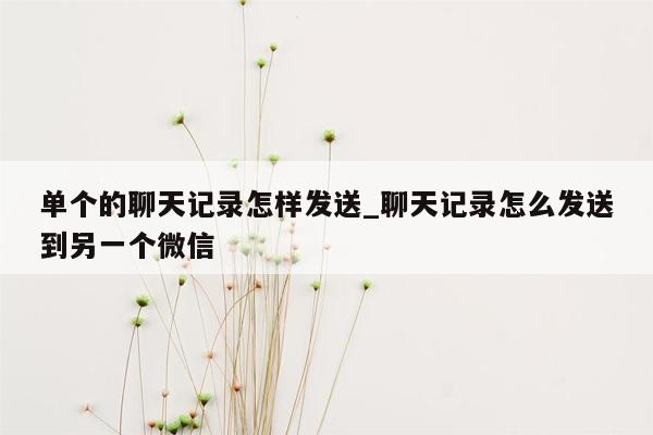 单个的聊天记录怎样发送_聊天记录怎么发送到另一个微信