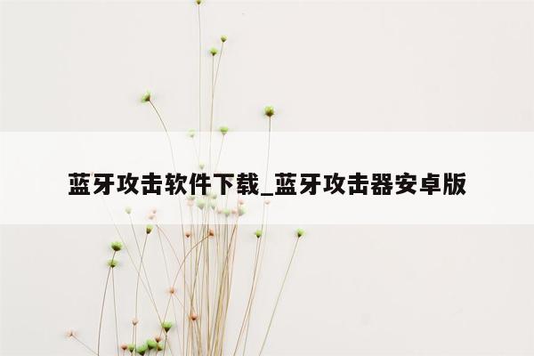 蓝牙攻击软件下载_蓝牙攻击器安卓版