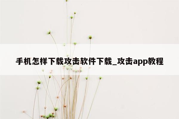 手机怎样下载攻击软件下载_攻击app教程