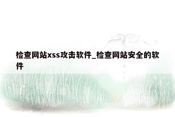 检查网站xss攻击软件_检查网站安全的软件