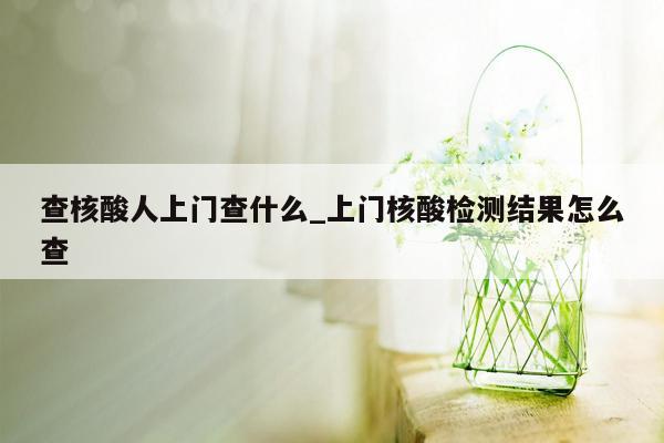 查核酸人上门查什么_上门核酸检测结果怎么查