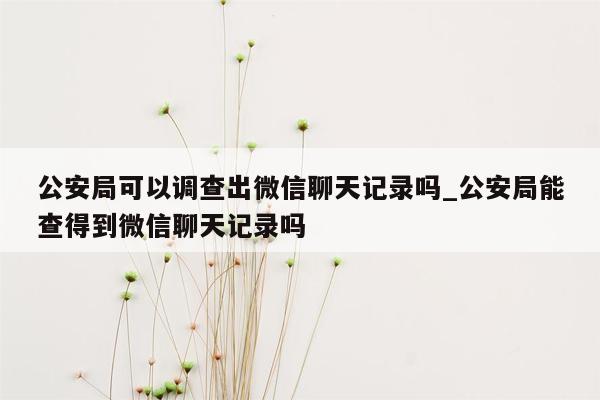 公安局可以调查出微信聊天记录吗_公安局能查得到微信聊天记录吗