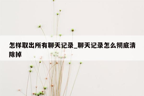 怎样取出所有聊天记录_聊天记录怎么彻底清除掉