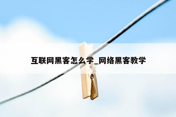 互联网黑客怎么学_网络黑客教学