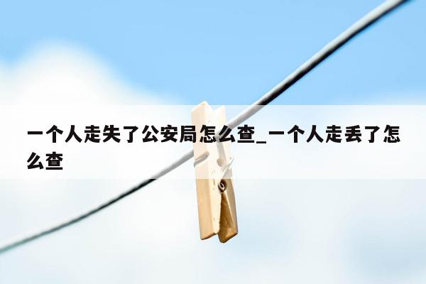 一个人走失了公安局怎么查_一个人走丢了怎么查