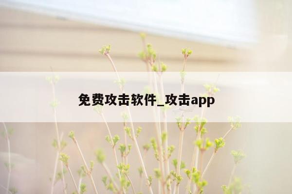 免费攻击软件_攻击app