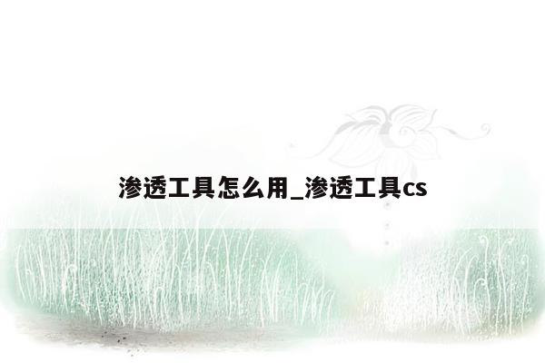 渗透工具怎么用_渗透工具cs